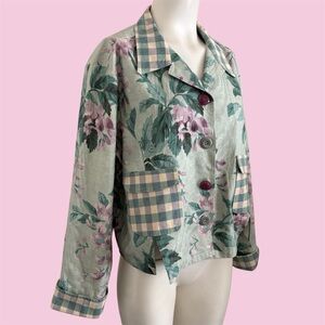 Vintage 90’s Floral Plaid Chore Coat M-L Art to Wear by My Boyfriends Back